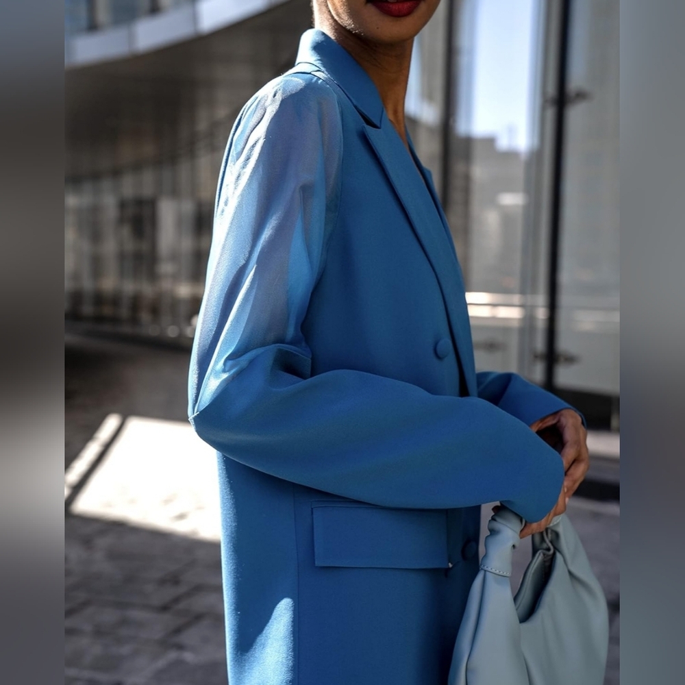 Teal blue blazer - Picture 3 of 6